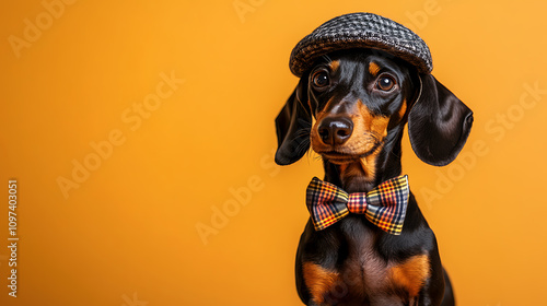 Modern dog outfit showcase indoor studio pet photography vibrant setting close-up portrait fashion concepts