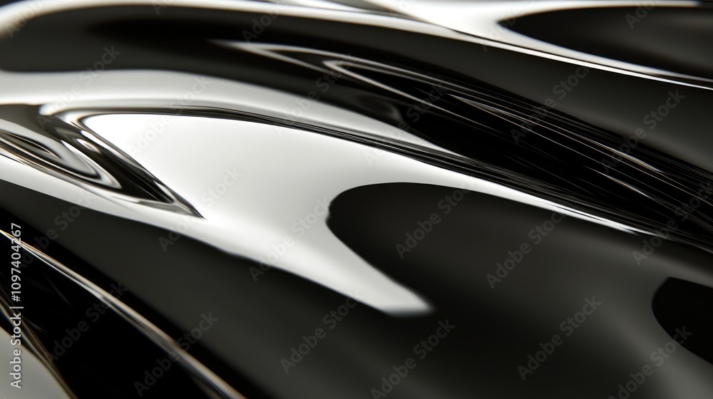 Abstract Black and White Liquid Surface with Curved Lines Abstract Black and White Liquid Surface with Curved Lines