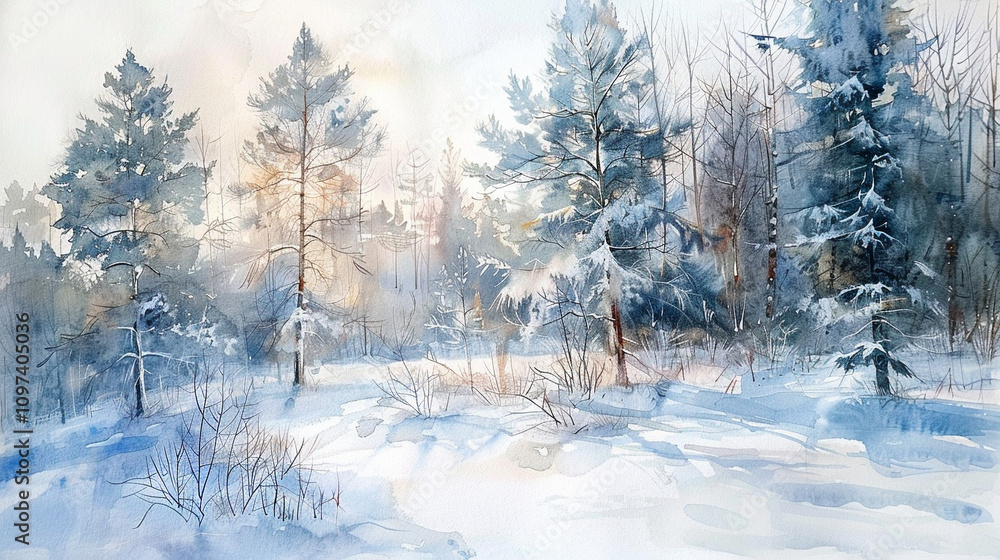 winter forest in the morning winter forest in the morning