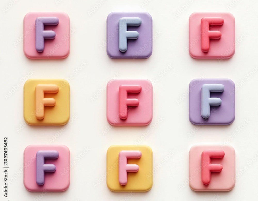 3D Colorful Letter F Icon Set - Modern and Playful Typography Design 3D Colorful Letter F Icon Set - Modern and Playful Typography Design