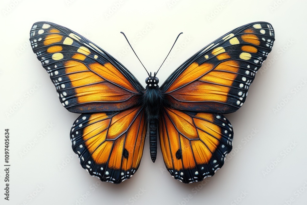 Obraz premium Detailed Image Of A Vibrant Orange Butterfly