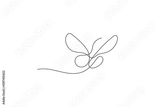 Continuous Line art of beautiful Butterfly drawing, vector design concept