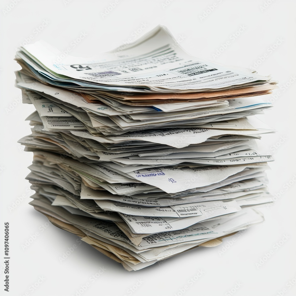 Stack of Invoices on Transparent Background Stack of Invoices on Transparent Background