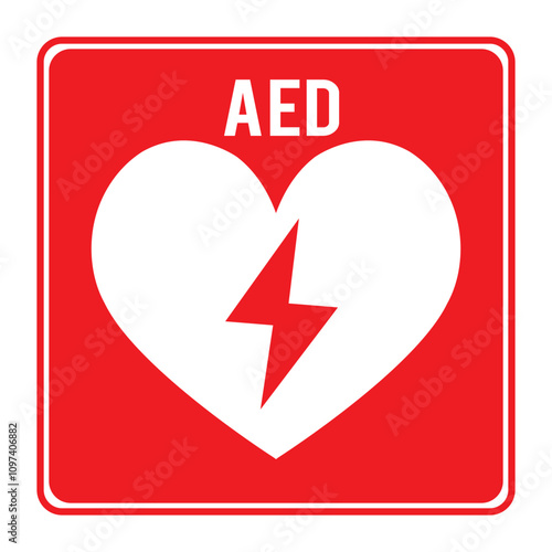 AED icon. Heart electricity icon. CPR AED icon. Aid emergency