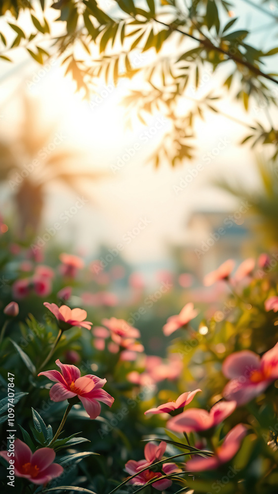 Soft focus photography of a serene botanical garden with lush greenery and vibrant flowers, flowers, soft focus, garden Soft focus photography of a serene botanical garden with lush greenery and vibrant flowers, flowers, soft focus, garden