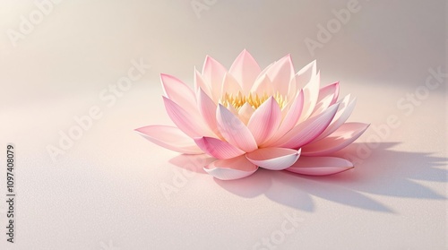 Softly glowing water lily on a serene white background of watercolor paper, water lily, nature, watercolor, delicate, floral