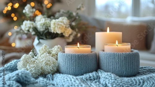 Cozy Candles Flowers And Kn...