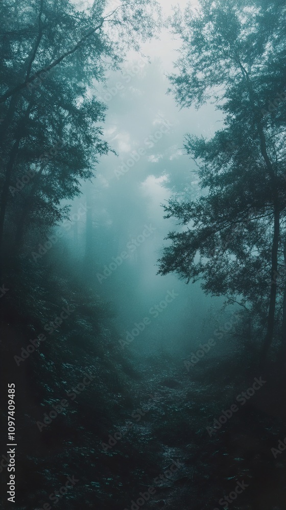 Fototapeta premium Enchanted Forest: A Misty Path Through the Woods