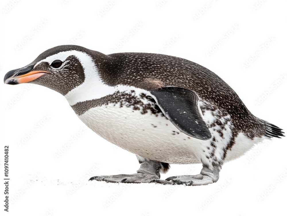 Fototapeta premium penguin standing on white background, showcasing its unique features