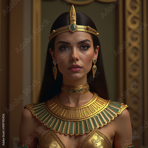 Persian princess with crown and gold ornaments
