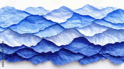 Wallpaper Mural Textured layers of blue paper create beautiful, wavy landscape. varying shades of blue evoke sense of calm and creativity, perfect for artistic projects Torontodigital.ca