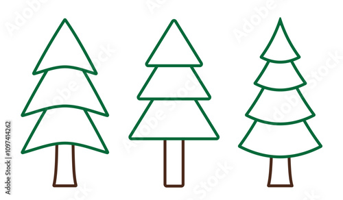 Simple Christmas tree icon in black outline