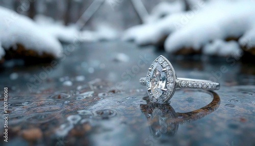 Marquise Diamond Ring in Alpine Snow