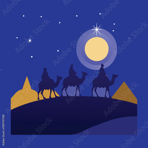 The Three Wise Men, or Magi, traveled from the East to Bethlehem following a star, bringing gifts of gold, frankincense, and myrrh to honor the newborn Jesus Christ.
