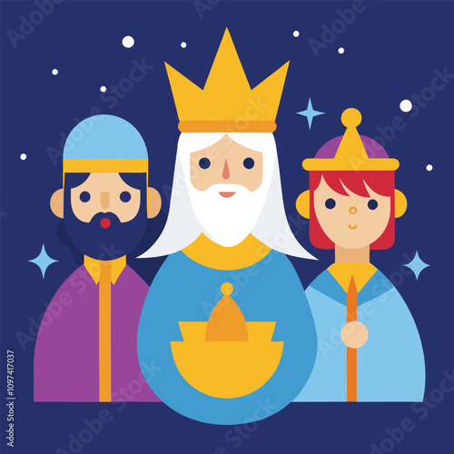 The Three Wise Men, or Magi, traveled from the East to Bethlehem following a star, bringing gifts of gold, frankincense, and myrrh to honor the newborn Jesus Christ.
