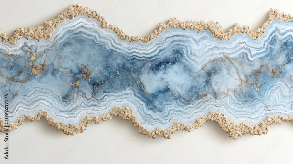 Polished turquoise agate with intricate patterns and textures, showcasing stunning blend of blue and gold hues. Perfect for interior design inspiration Polished turquoise agate with intricate patterns and textures, showcasing stunning blend of blue and gold hues. Perfect for interior design inspiration