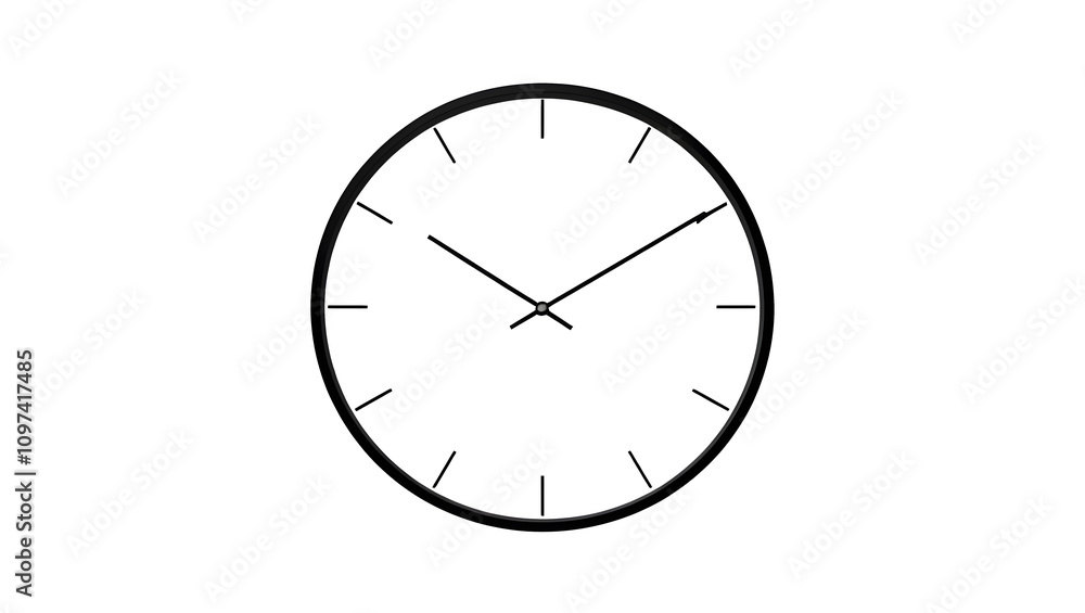 Sleek modern round clock face with a clean white background. Sleek modern round clock face with a clean white background.