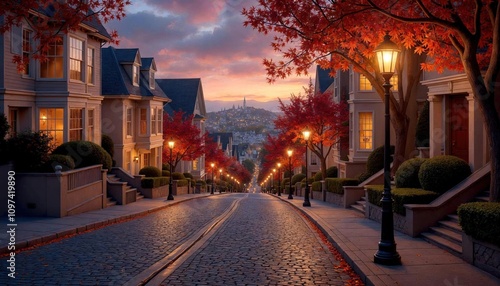 Twilight on Historic Lombard Street photo