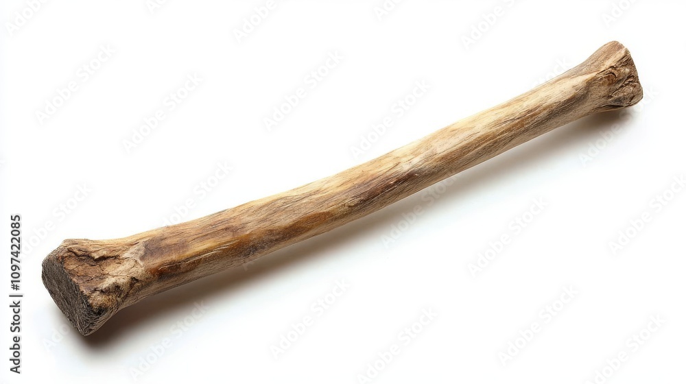 long, weathered bone isolated on white background, showcasing its texture and shape long, weathered bone isolated on white background, showcasing its texture and shape