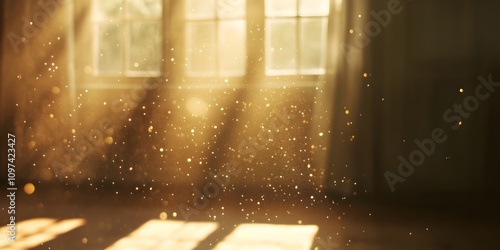 Real dust particles floating in the air indoor with natural sun light
