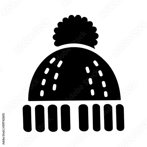 Black silhouette style wool hat vector icon design