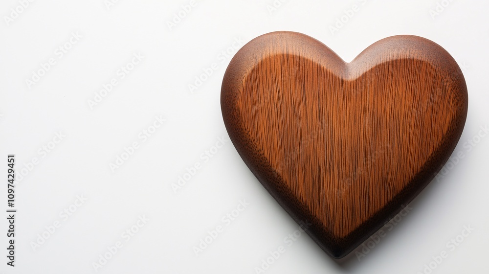 Wooden heart on white background with copy space for valentine's day banner Wooden heart on white background with copy space for valentine's day banner