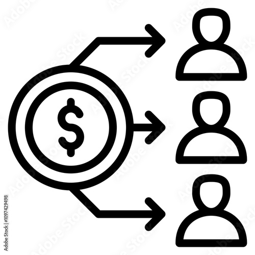 Profit sharing icon outline vector