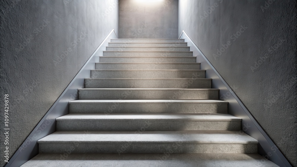 Ascending a Grey Granite Staircase in a Modern Building with Subtle Lighting Ascending a Grey Granite Staircase in a Modern Building with Subtle Lighting