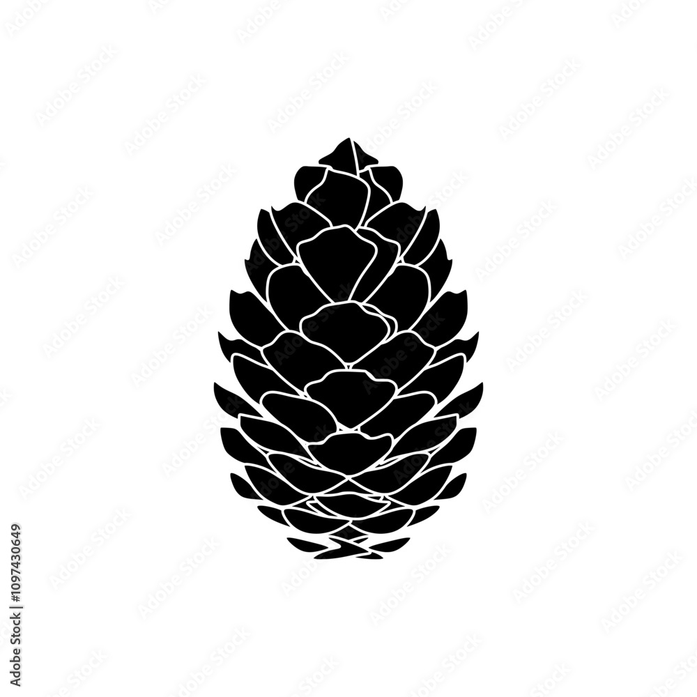 Obraz premium Pinecone black fill icon, vector illustration in trendy style. Editable graphic resources for many purposes. 