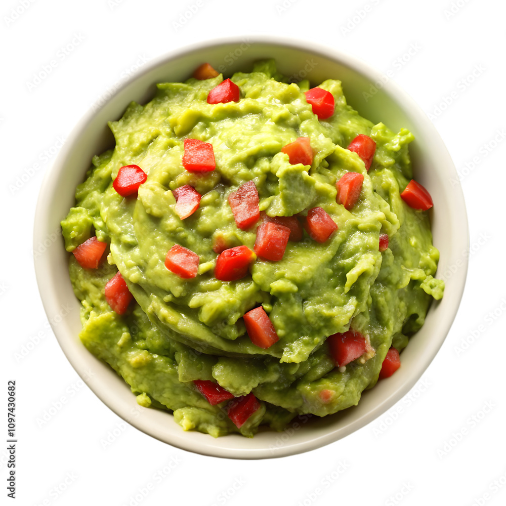 Guacamole on white bowl isolated on transparent background Guacamole on white bowl isolated on transparent background