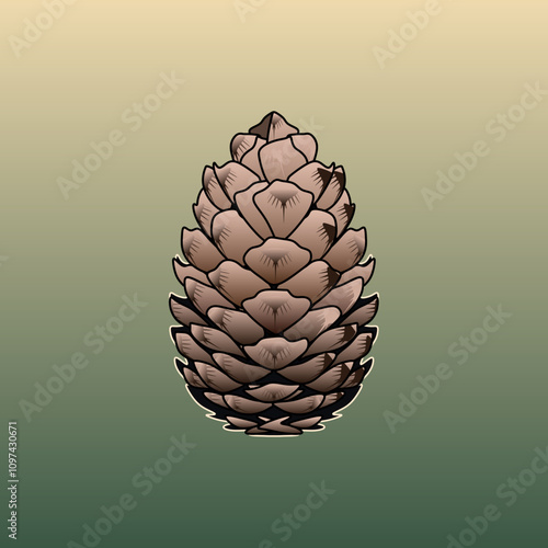 Realistic Pinecone vector illustration with matching color background in trendy style. Editable graphic resources for many purposes. 