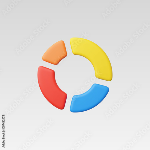 3d Realistic Circle diagram, Pie chart vector illustration