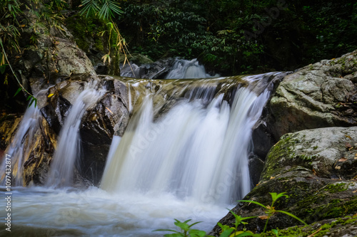 Mae wong waterfall in jungle at Doi Saket chiangmai Northern Thailand,South East Asia photo