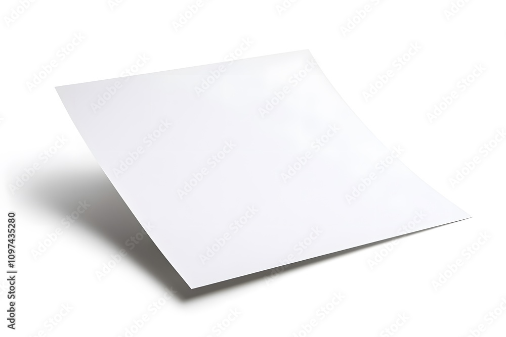 Blank white sheet of paper isolated on white background, minimal design mockup Blank white sheet of paper isolated on white background, minimal design mockup