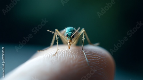 Wallpaper Mural Close-up of a vibrant blue insect on a finger. Torontodigital.ca