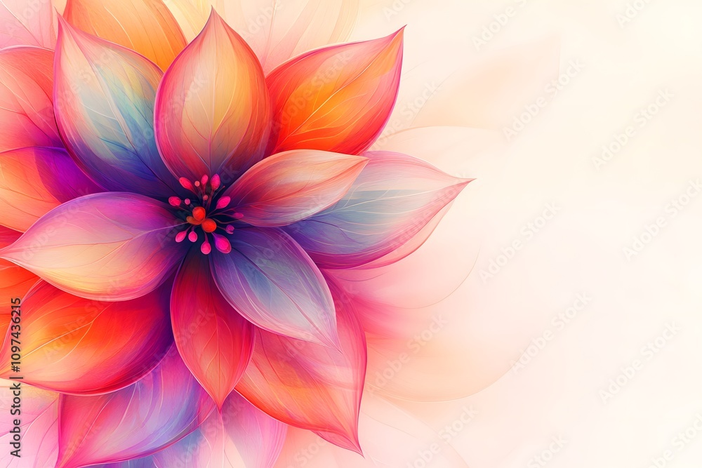 Obraz premium A vibrant, colorful flower design with layered petals and a soft background.