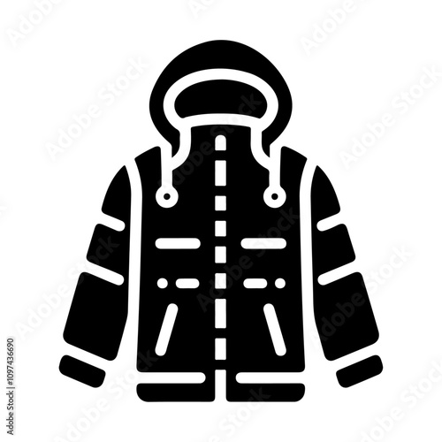 Black silhouette winter jacket vector icon design