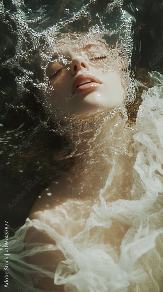Obraz premium Submerged Elegance: A Dreamlike Underwater Portrait