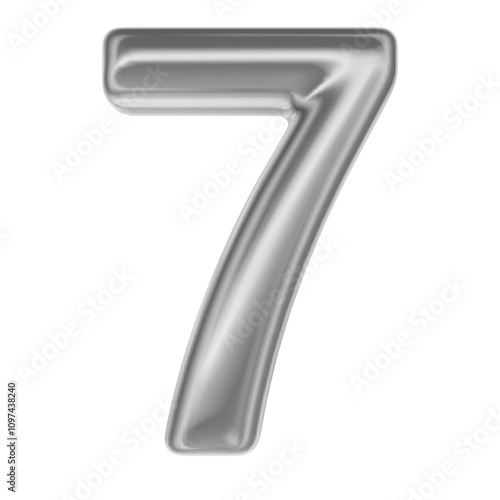 Number Silver 3D Render 7