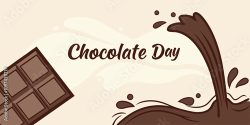 Chocolate fluid 3d render background, creative chocolate day background, dynamic fluid splash
