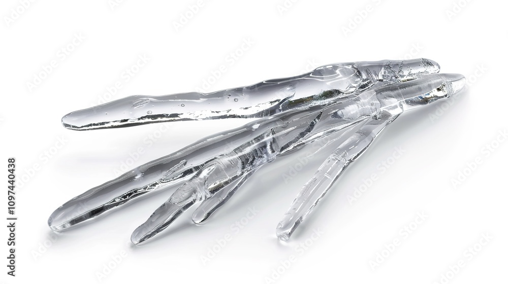 Fototapeta premium Icicles Isolated on White Background - A Captivating Winter Scene of Frozen Beauty. The Glistening Icicles, Hanging Gracefully, Standing Out Against the Purity of White. Their Sharp and Delicate Forms