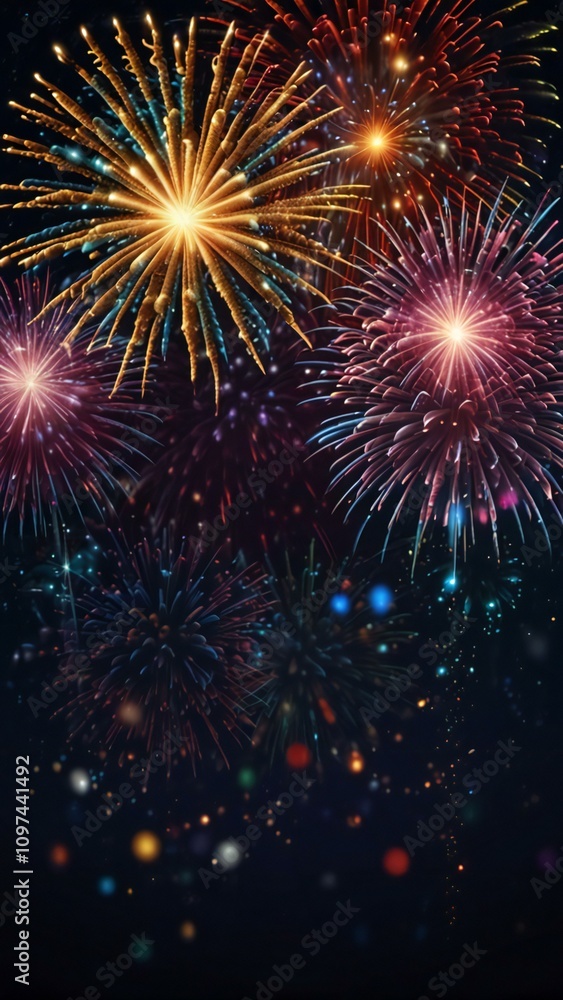 Naklejka premium fireworks on the night sky