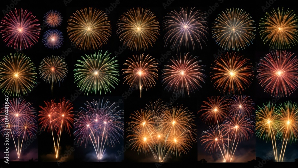 Naklejka premium fireworks on the night sky