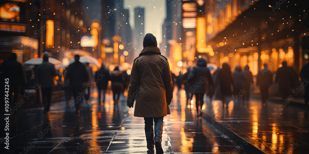City Life in Motion. A Bokeh Blur of People Walking through the Busy Streets. City Life in Motion. A Bokeh Blur of People Walking through the Busy Streets.