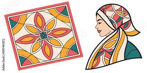 Abstract design art geometric silk scarf vector.
