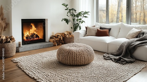 Cozy Living Room With Firep...