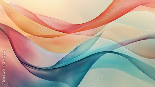 Abstract representation of mental wellbeing, flowing lines, pastel colors, calming energy, inner peace, photorealistic, high-resolution