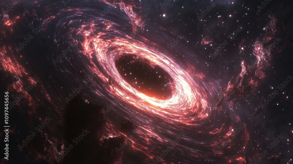 Stunning Red Accretion Disk of a Supermassive Black Hole Cosmic Nebula ...