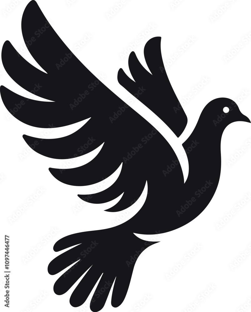 Obraz premium Dove Bird icon Silhouette vector white background