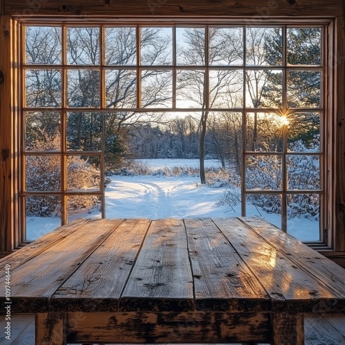 Rustic Wooden Table Winter ...